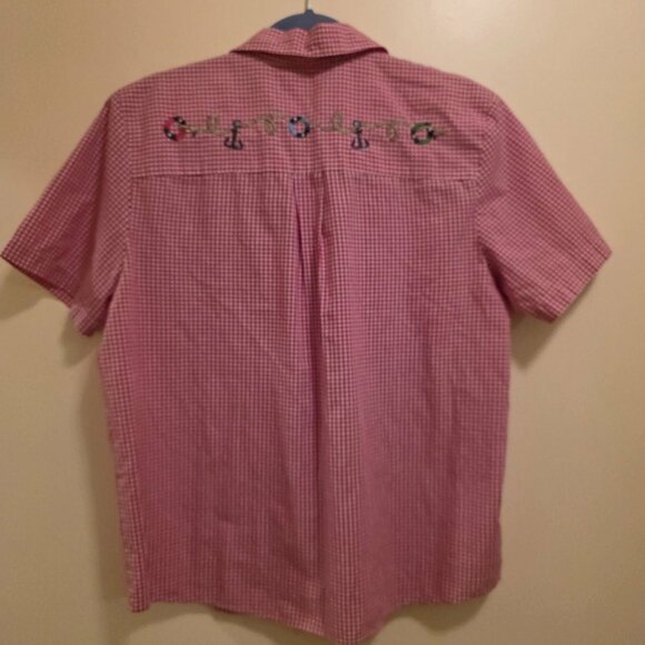Karen Scott Sport Sailor Checkered Button Down Top M - Picture 5 of 6